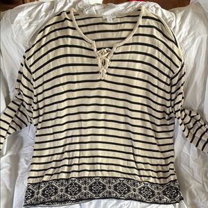 J. Jill Striped Lace-Up Women's Top